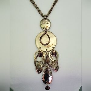 Chico's large coin pendant on three strand multi tone cable chain